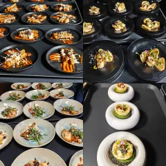A behind-the-scenes look at the dishes for our ZNMD experience. Each plate is carefully prepared and assembled, ready to be served the moment its corresponding scene appears on screen. This is culinary choreography.