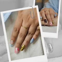 For when you want your nails to be the main event. This set shows the creative possibilities we can explore, combining different nail art techniques like gold chrome, abstract patterns, and bold color blocking for a truly unique look.