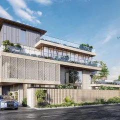 This view of the Noida project highlights its dynamic form and the integration of greenery at various levels. The structure is designed to be an interesting built expression that evolves as you move around it.