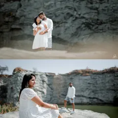 Using a dramatic rocky landscape for a pre-wedding shoot. We explore different compositions, from intimate close-ups to wide shots that showcase the stunning scenery.