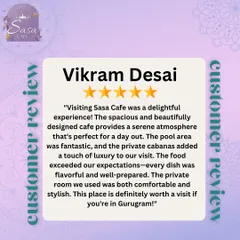 Vikram's review praises the serene atmosphere, the luxury of the private cabanas, and the fantastic, well-prepared food. It makes me happy to know my guests have a delightful experience.