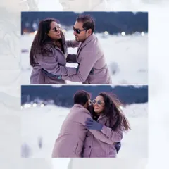 A collage of candid, playful interactions between the couple during their Kashmir pre-wedding shoot. These are the unscripted moments of laughter and affection that tell a real love story.