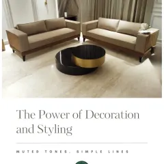 This living room set, featuring two matching beige sofas and a unique two-tiered coffee table, was created for a client in Gurgaon. The design focuses on muted tones and simple lines to create a calm and sophisticated environment.