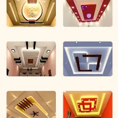 A collage of viral false ceiling designs that showcase modern trends. These examples feature bold colors, clean lines, and creative shapes that can inspire your next project.