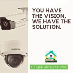 This image displays our professional-grade Hikvision bullet and dome cameras. Whether you need a wide-angle view or a focused perspective, we have the right surveillance solution to give you an advanced vision for your property's security.