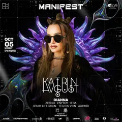 This poster features the amazing Katrin Avgust, whom I had the pleasure of closing for at the 'Manifest' event. It highlights the international talent I get to share the stage with.