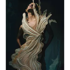This image from the Vaishali S. campaign showcases a gown with an incredible, wave-like structure. The styling and pose are designed to emphasize the garment's organic movement, as if it were a creature from the deep sea.