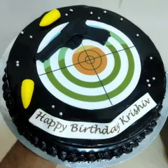 We love getting creative with our celebrations. Here is a custom shooting-themed birthday cake for one of our young shooters, complete with a target, a pistol, and bullets. It’s a detail that makes a birthday party in Mumbai truly unique.