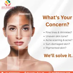 What's your main skin concern? Whether it's fine lines, uneven tone, acne scarring, or sun damage, this graphic shows that we have a solution ready to help you solve it.