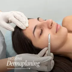 Dermaplaning is a precise exfoliation technique where I use a surgical scalpel to gently remove dead skin cells and vellus hair (peach fuzz). This painless procedure leaves the skin incredibly smooth.