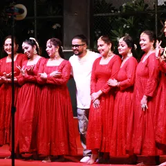 A proud moment with my talented troupe after a successful Janmashtami stage performance. Dressed in coordinated red outfits, the dancers delivered a beautiful semi-classical routine that I choreographed for the festival.