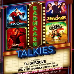 A poster for 'Badmaash Talkies', a unique Bollywood-themed night where I spin tracks inspired by famous movies.