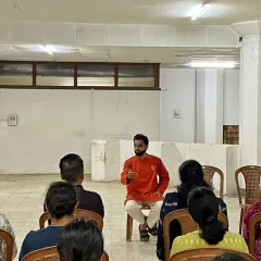 A wider view of our corporate mindfulness training. We ensure our sessions are interactive, encouraging questions and discussions to make the principles of yogic science relevant and applicable to each employee's daily challenges.