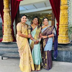 Three sisters, three beautiful sarees from our collection. Each piece tells a story of heritage, craftsmanship, and personal style.