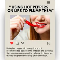 Please don't use hot peppers to plump your lips! This viral trend causes irritation and swelling that can damage delicate lip tissue. I offer safe, medical-grade options for lip enhancement.