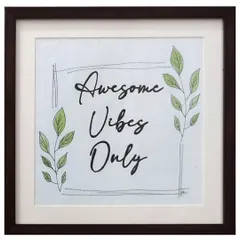 A minimalist take on positive affirmations, this piece reads 'Awesome Vibes Only'. I used simple line art with leafy branches to create a clean and calming design.