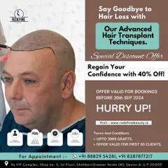 Regain your confidence with our special discount offer on advanced hair transplant techniques. Book your appointment soon to take advantage of this limited-time opportunity.