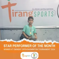 Our star performer of the month, Shivang Kapoor, who dominated the Eminent Badminton Tournament. His skill and determination are an inspiration to all our young players.