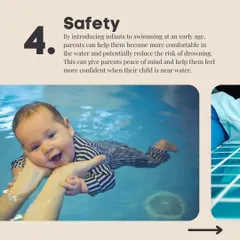 The benefits of early swimming include safety and reducing the risk of drowning.