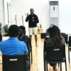 An interactive session in progress with guest speaker Dhirender Jamwal. We invite experienced athletes and coaches to share their knowledge and inspire our students.