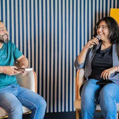 A candid moment of conversation and laughter between the host and author Shuchi Batra. Our book launches are designed to be interactive and engaging for everyone.