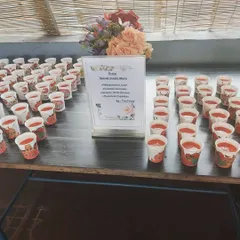 For a casual corporate event, I set up this refreshing welcome drink station. Fresh watermelon juice was served to guests as they arrived, providing a light and welcoming start to the get-together.