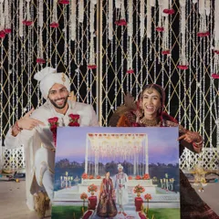 Why just capture a memory when you can paint it? For this couple, I arranged a live wedding painter to create a timeless masterpiece of their ceremony, a truly unique wedding detail they can cherish forever.