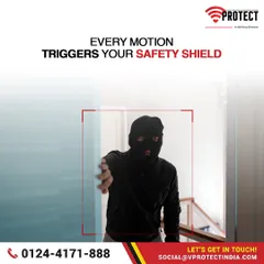 Every motion triggers your safety shield. This image visualizes how our motion sensors create a protective field around your property, detecting any unauthorized movement and instantly activating the alarm.