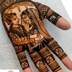 This detailed portrait captures the groom's loving gaze towards his bride. Every element, from the groom's turban to the bride's jewelry, is meticulously drawn to reflect your wedding attire.