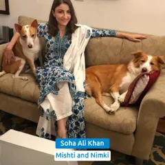 Soha Ali Khan with her two adopted dogs, Mishti and Nimki. Choosing to adopt saves a life and enriches yours.