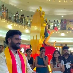 The crowd enjoying our Kannada Rajyotsava performance at Mantri Mall.