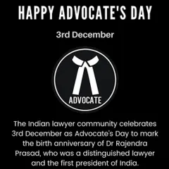 Wishing all my colleagues a Happy Advocate's Day. It is a privilege to be part of a community dedicated to upholding justice, a legacy started by distinguished lawyers like Dr. Rajendra Prasad.