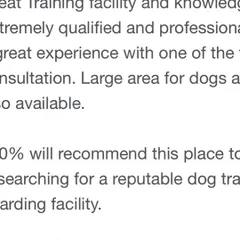 "100% will recommend this place." A review highlighting our great training facility and knowledgeable, professional trainers.