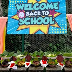 Welcome Back to School! This fun and colorful sign marks the entrance to my nostalgia-themed counter, promising a trip down memory lane.
