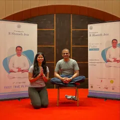 A cherished memory with my teacher, Sharath Jois, in Pune. His guidance has been a light on my path, both in yoga and in life.