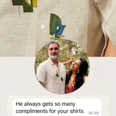 Nothing makes me happier than seeing my art become a part of someone's life. This wonderful feedback from a client about one of my custom shirts is a reminder of why I do what I do. It’s about creating pieces that are loved and worn with joy.