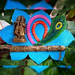 This handmade Radha-Krishna mural is an example of the intricate 3D relief work I create and teach. It combines clay modeling, texture work, and antique finishing techniques to bring a spiritual and artistic touch to your space.