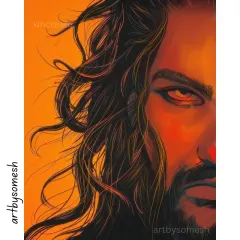 This is my digital art of Kaal Bhairav, another fierce form of Lord Shiva. I used intense, fiery colors and a close up view to show his powerful gaze. It was created on my XPpen tablet.