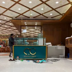 The work behind the sparkle. Here's a progress shot of the Mystic Carat counter installation, showing how we integrate branding and functionality right from the start.