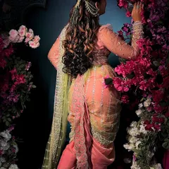 A glimpse of the artistry in my 'Menka' style Nauvari drape. The focus here is on the intricate pleating from the back, creating a dramatic and elegant silhouette that flows beautifully.