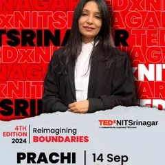 The official speaker announcement for my TEDx talk at NIT Srinagar. I am honored to be recognized as a legal trailblazer and advocate for gender equity on such a prominent platform.