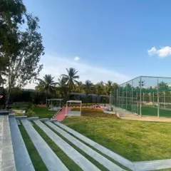 Another perspective of the concrete amphitheater, designed for durability and low maintenance in a high-traffic public area.