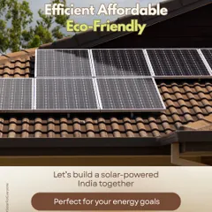 This poster shows an ideal residential rooftop solar installation. Our panels are efficient, affordable, and eco-friendly, making them the perfect choice to meet your home's energy goals and build a solar-powered India.