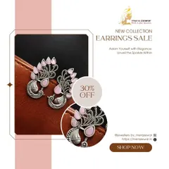 The same lovely peacock stud design, this time in a soft baby pink. This color adds a feminine and delicate touch, making it perfect for daytime wear.