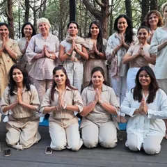 A group of incredible women on our retreat, united in practice and presence. We believe in lifting each other up and growing together on this journey.