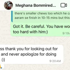 I love the relationship I build with my clients. This exchange with Coco's mom, Meghana, shows the trust and partnership we developed. I'm not just a trainer; I'm an advocate for you and your dog.