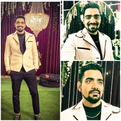 A collage from a recent wedding reception I hosted. A sharp outfit is part of the job. I make sure my style matches the elegance of your event, whether it's a classic reception or a modern sangeet.