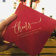 A simple, elegant detail. This custom coaster, featuring gold foil calligraphy, commemorates "Jahan's Navjote Reception" and serves as a lovely, functional keepsake for guests.