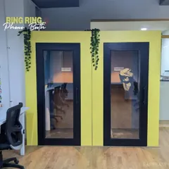 Ring ring! We built these funky yellow phone booths for an open-plan office, providing private, sound-proof spaces for calls without disrupting the office vibe.