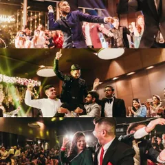 This collage showcases the pure energy of the dance floor, from the groom being lifted on shoulders to parents joining in the fun. It's all about capturing the collective celebration.